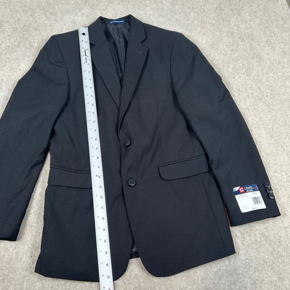 Chaps‎ Dress Blazer Mens 16 Black C821106 Solid Two Button Suit Jacket